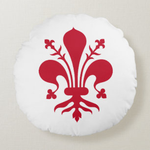 Round Throw Pillow with flag of Florence, Italy