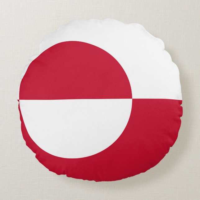 Round Throw Pillow with flag of Greenland (Front)