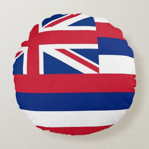 Round Throw Pillow with flag of Hawaii USA