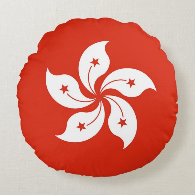 Round Throw Pillow with flag of Hong Kong (Front)