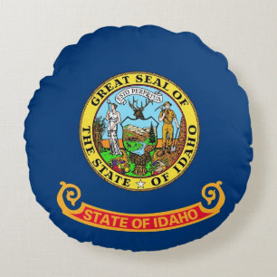 Round Throw Pillow with flag of Idaho, USA
