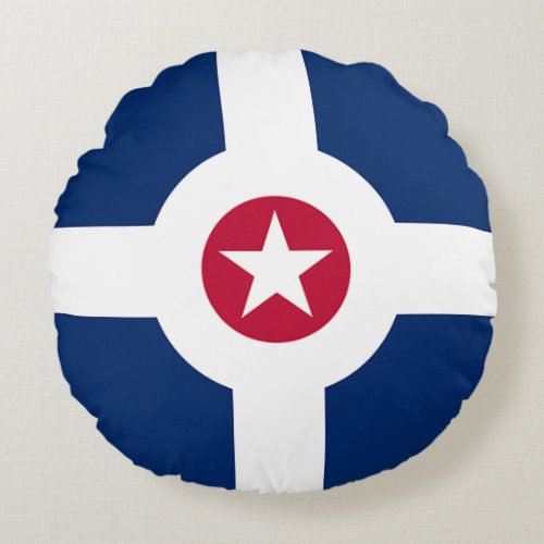 Round Throw Pillow with flag of Indianapolis USA