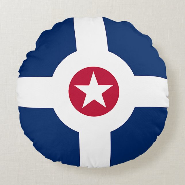 Round Throw Pillow with flag of Indianapolis, USA (Front)