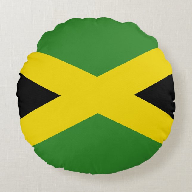 Round Throw Pillow with flag of Jamaica (Front)