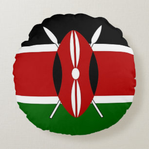 Round Throw Pillow with flag of Kenya