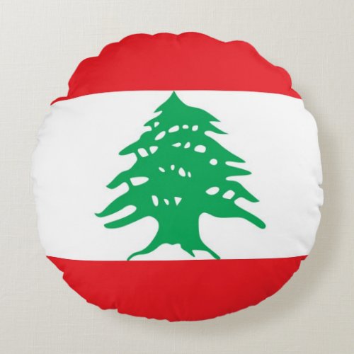 Round Throw Pillow with flag of Lebanon