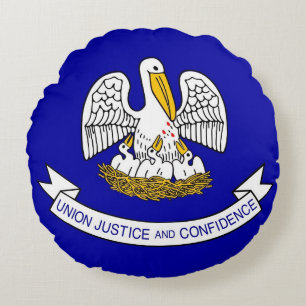 Round Throw Pillow with flag of Louisiana, USA