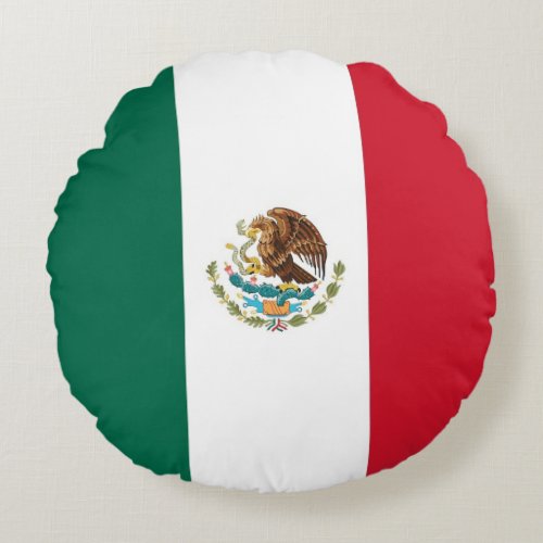 Round Throw Pillow with flag of Mexico