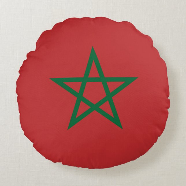 Round Throw Pillow with flag of Morocco (Front)