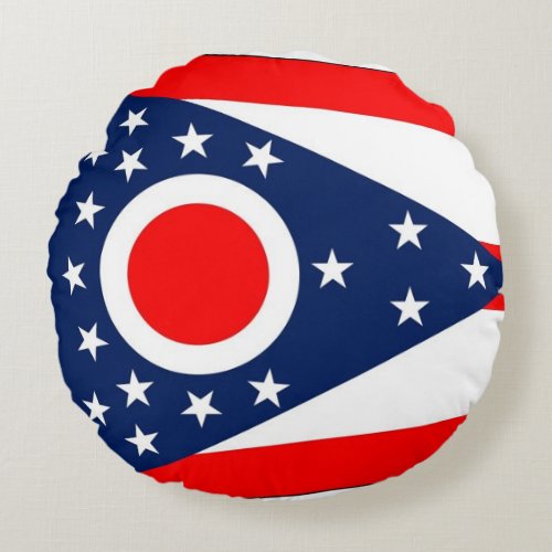 Round Throw Pillow with flag of Ohio