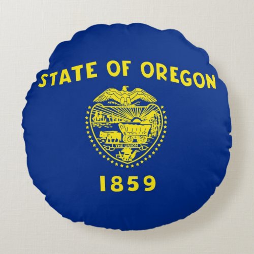 Round Throw Pillow with flag of Oregon