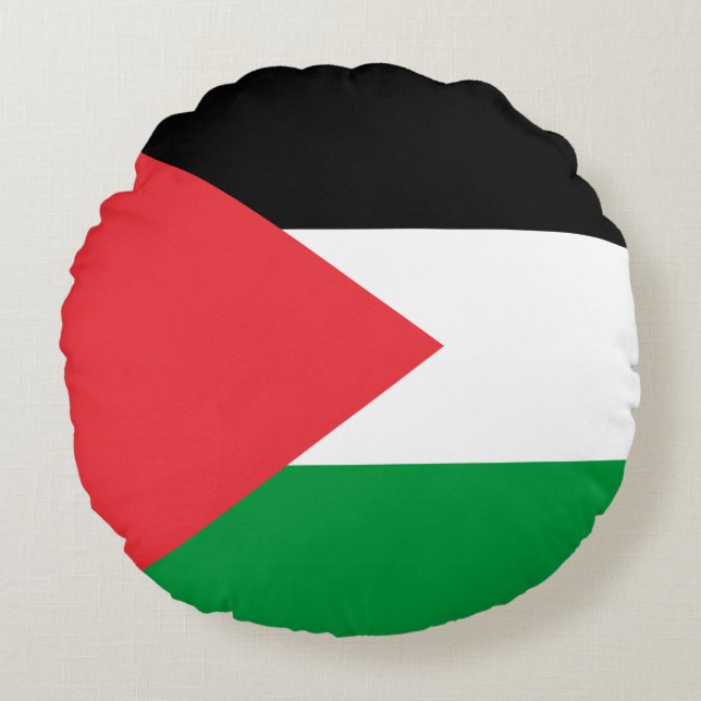 Round Throw Pillow with flag of Palestine (Front)