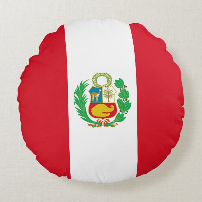 Round Throw Pillow with flag of Peru (Front)