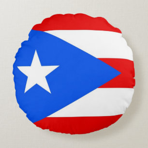Round Throw Pillow with flag of Puerto Rico