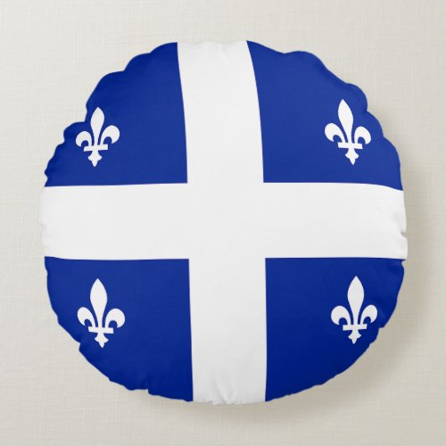 Round Throw Pillow with flag of Quebec Canada