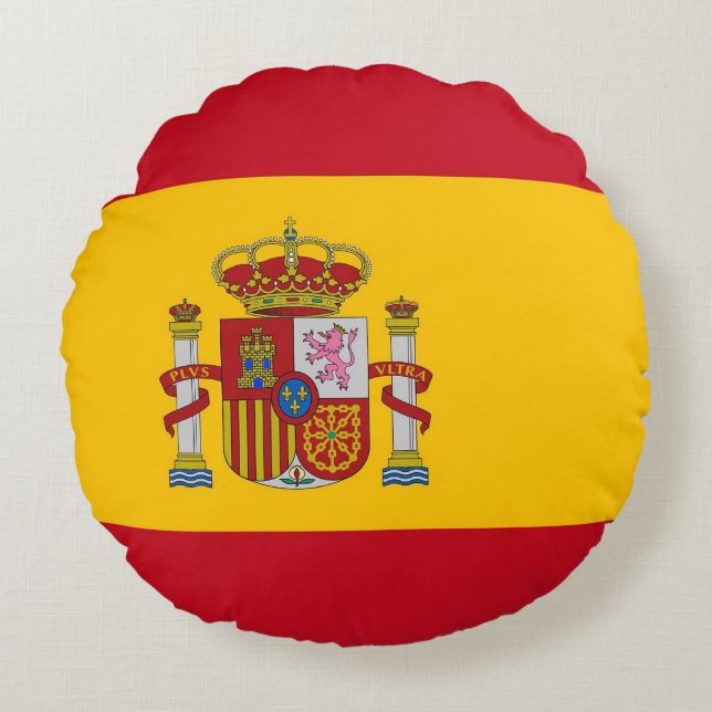 Round Throw Pillow with flag of Spain (Front)