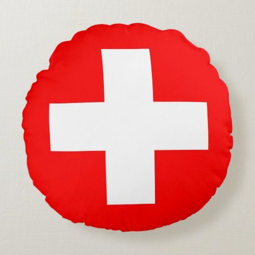 Round Throw Pillow with flag of Switzerland