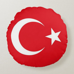 Round Throw Pillow with flag of Turkey