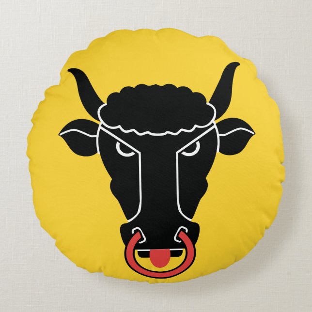 Round Throw Pillow with flag of Uri, Switzerland (Front)