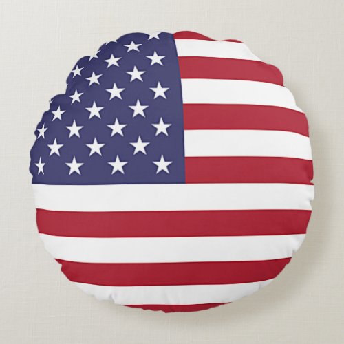 Round Throw Pillow with flag of USA
