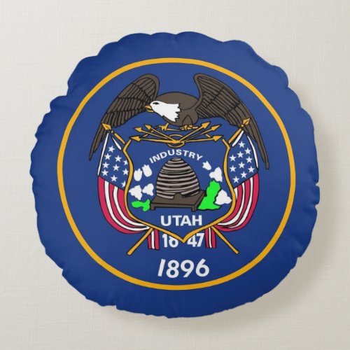 Round Throw Pillow with flag of Utah USA