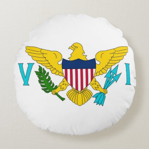 Round Throw Pillow with flag of Virgin Islands