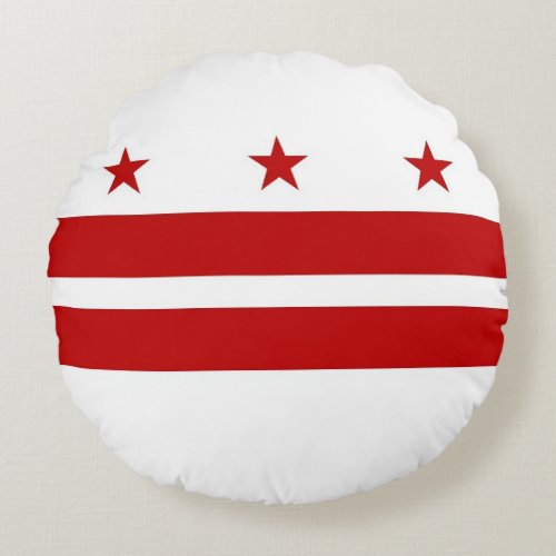 Round Throw Pillow with flag of Washington DC USA