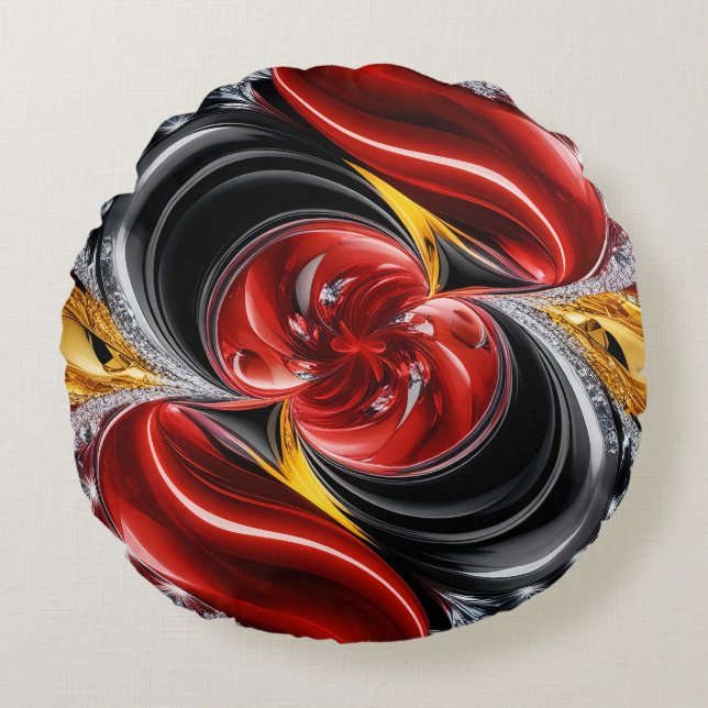 Round Throw Pillow with Germany  Colors (Front)