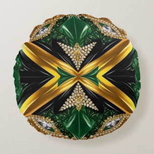 Round Throw Pillow with Jamaica Colors