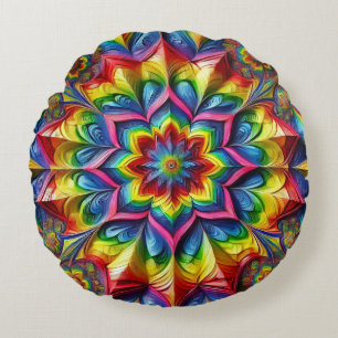 Round Throw Pillow with LGBTQ Colors