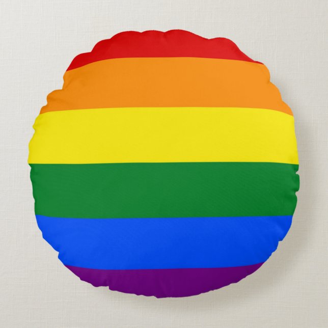 Round Throw Pillow with Pride flag of LGBT (Front)