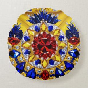Round Throw Pillow with Romanian Colors
