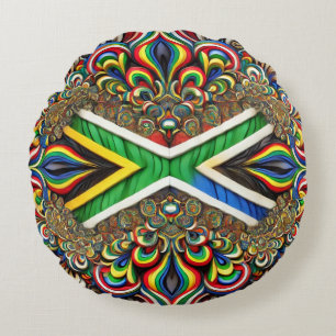 Round Throw Pillow with South Africa Colors