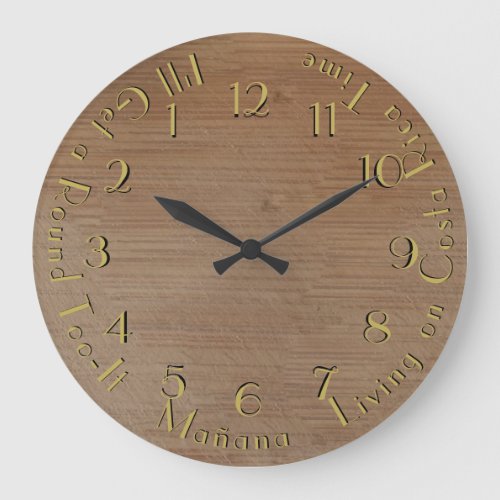 Round Too_It Backward Worn Wood Customizable Large Clock