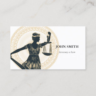Round Totem Lady Justice Professional Attorney Business Card