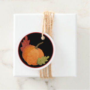 Round Traditional Orange Pumpkin Fall Theme Gift F Favor Tags