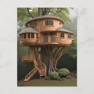 Round tree house  postcard