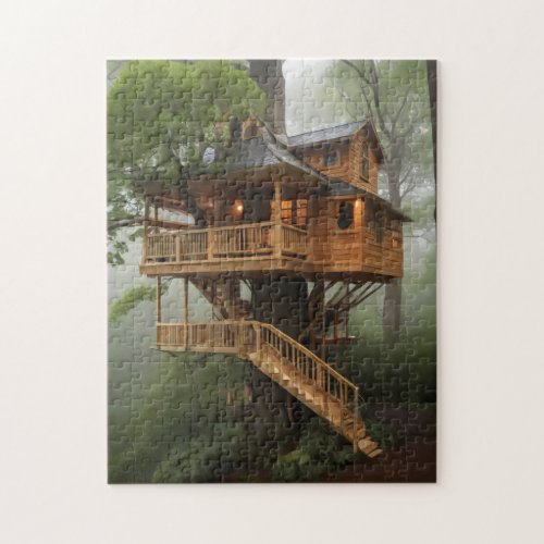 Round tree house poster jigsaw puzzle