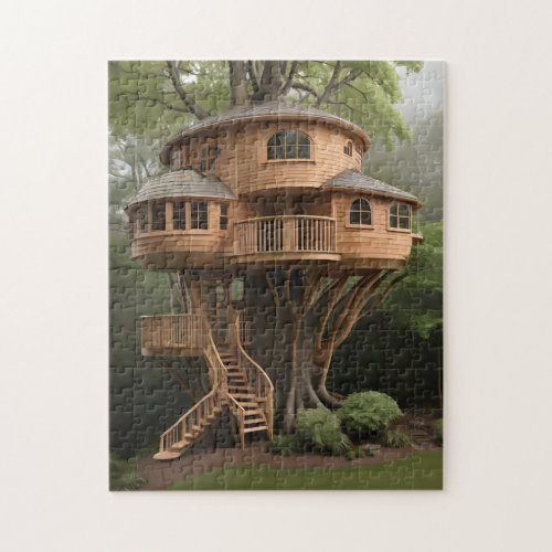 Round tree house poster jigsaw puzzle