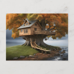 Round tree house poster postcard