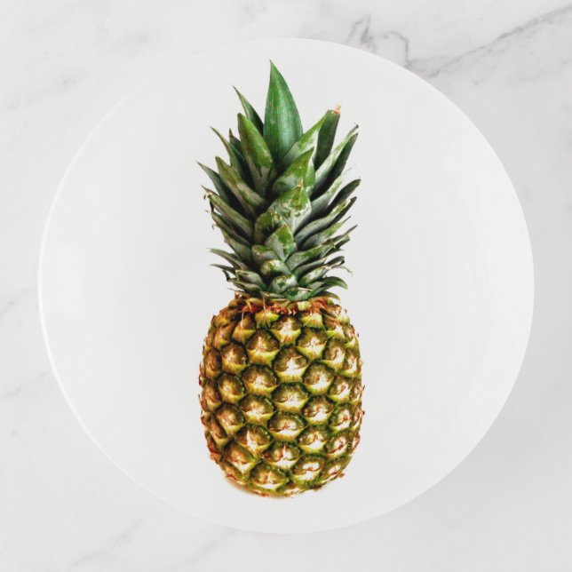 Round trinket tray with tropical pineapple photo (Front)