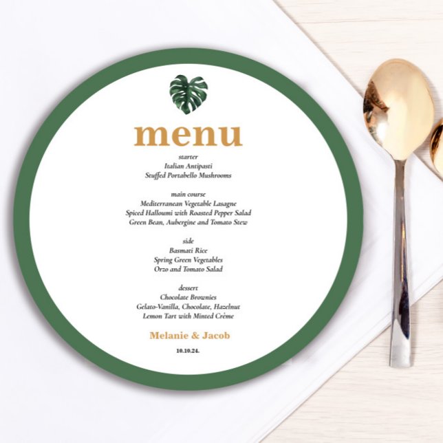 Round Tropical Palm Leaf Menu Card  (Creator Uploaded)