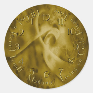 Round Tuit Backward Clock Gold Coin Lookalike Classic Round Sticker