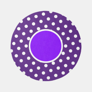 Round Two Tone Purple Center Polka Dots Border Outdoor Rug