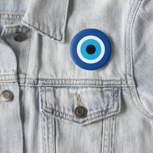 Round typical Blue Mati Evil Eye pinback buttons