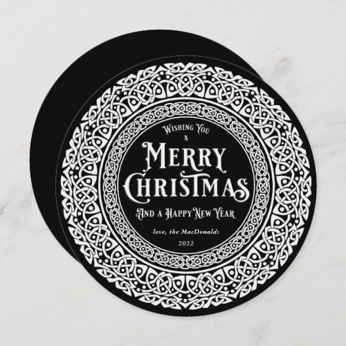 Round Vintage Black + Off White Celtic