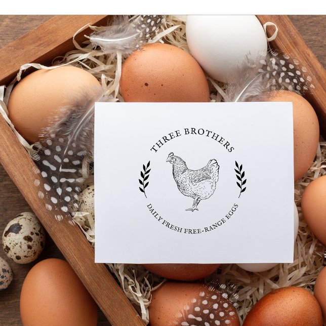 Round Vintage Chicken Eggs Carton Stamp (Creator Uploaded)