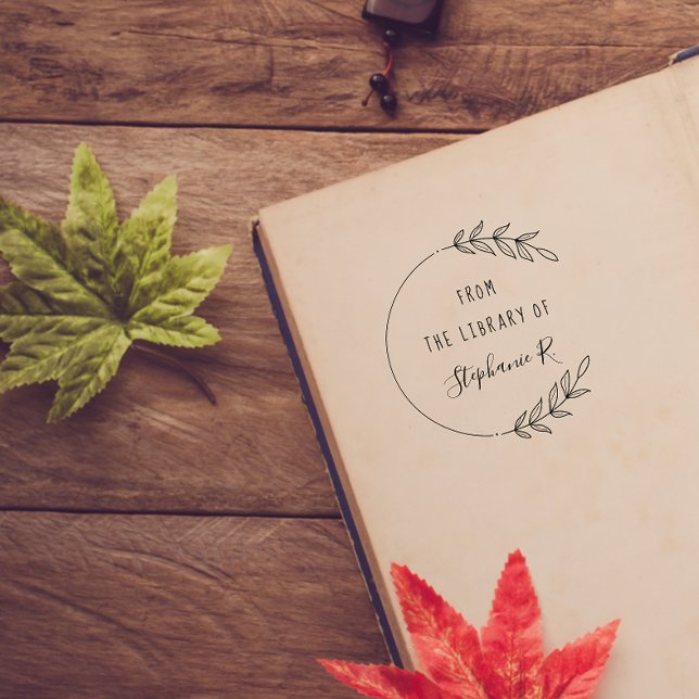 Round Vintage Elegant Custom Library Books  Rubber Stamp (Creator Uploaded)
