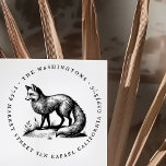 Round Vintage Fox Family Name Return Address Rubber Stamp<br><div class="desc">This vintage-style,  beautiful fox design is surrounded by a deliberately weathered looking small caps font,  producing a classical antique style.</div>