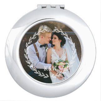 Round Vintage Frame Monogrammed Compact Mirror
